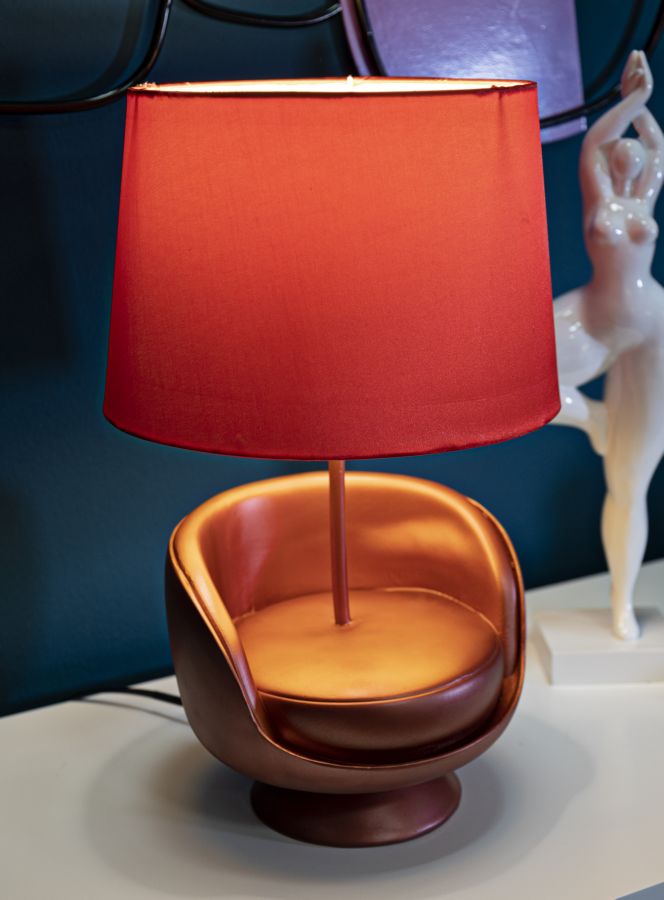 LAMPADA DA COMODINO MIDCENTURY ROSSA
