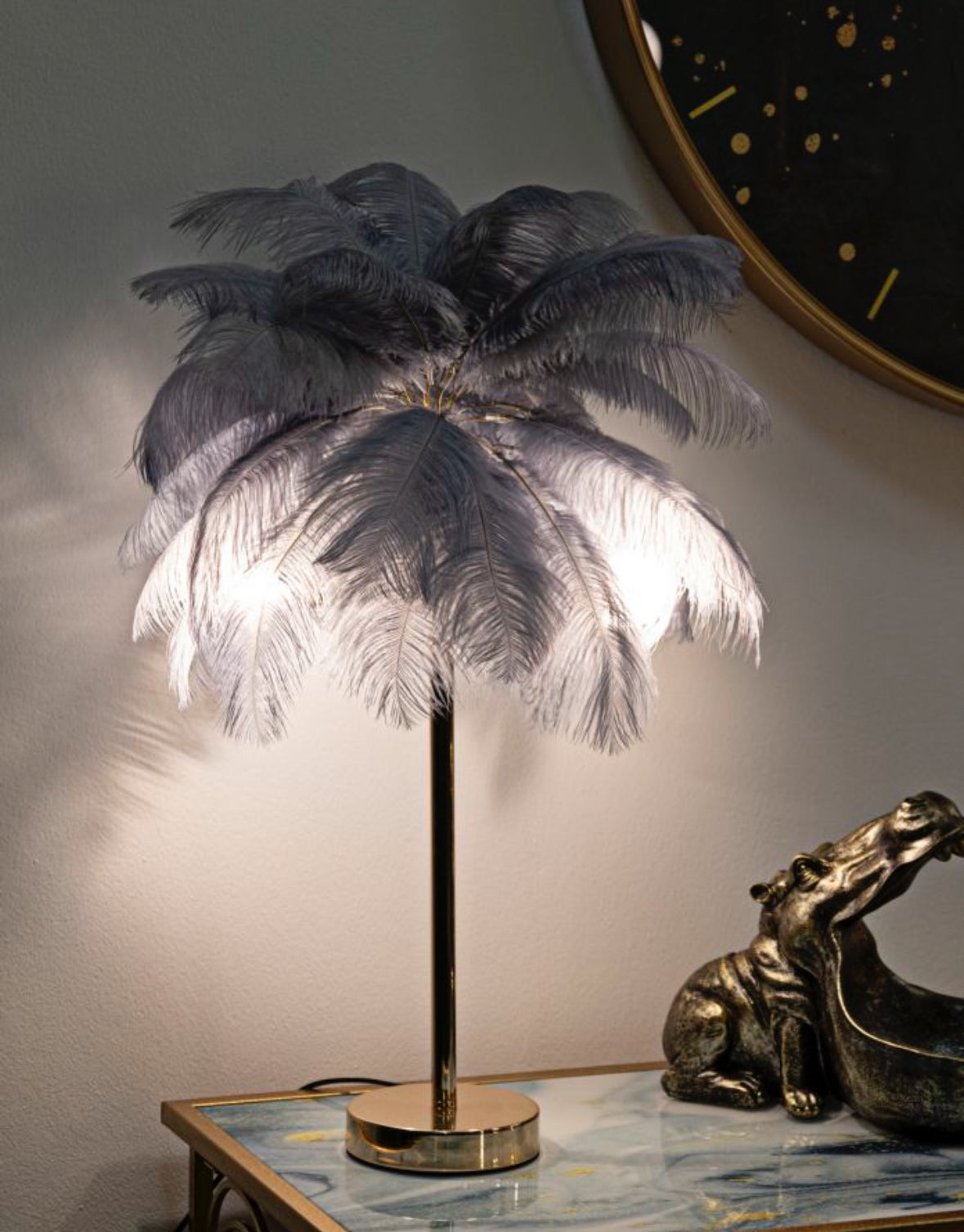 LAMPADA DA TAVOLO PALM GRIGIA CM Ø 55X60
